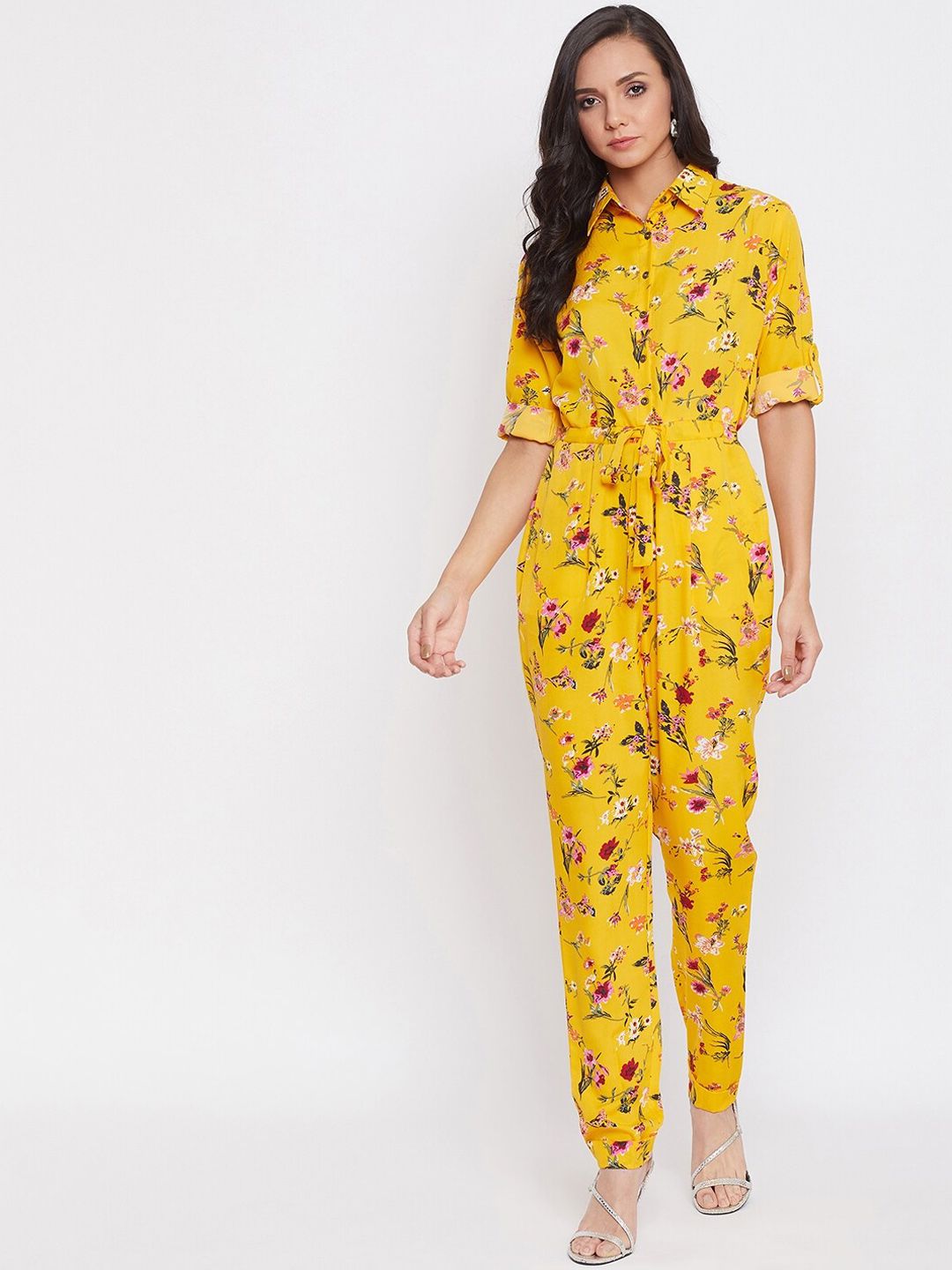 Uptownie Lite Women Yellow Printed Basic Jumpsuit Price in India