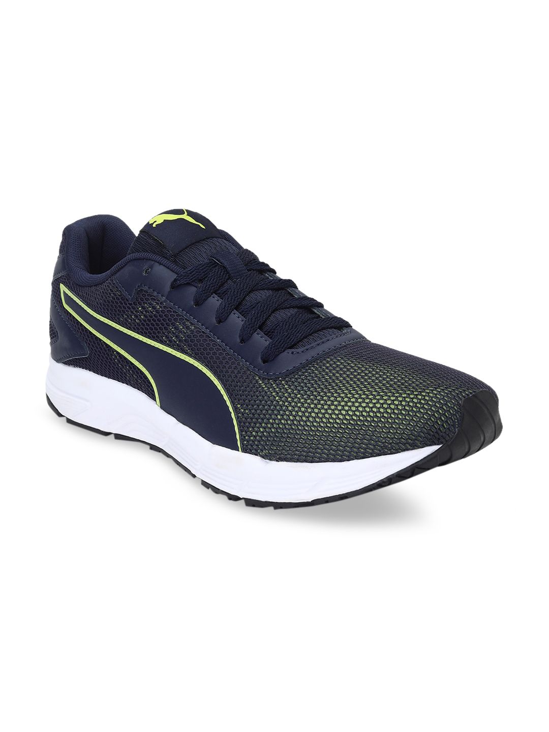 Puma Men Blue & Fluorescent Green Rock Comfort IDP Running Shoes