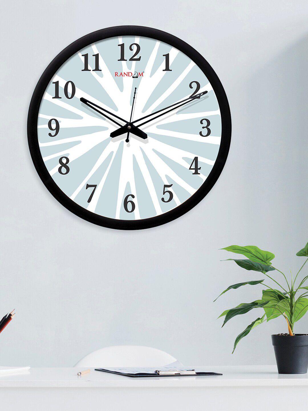 RANDOM Green & White Round Printed Analogue Wall Clock (30.48 cm x 30.48 cm) Price in India