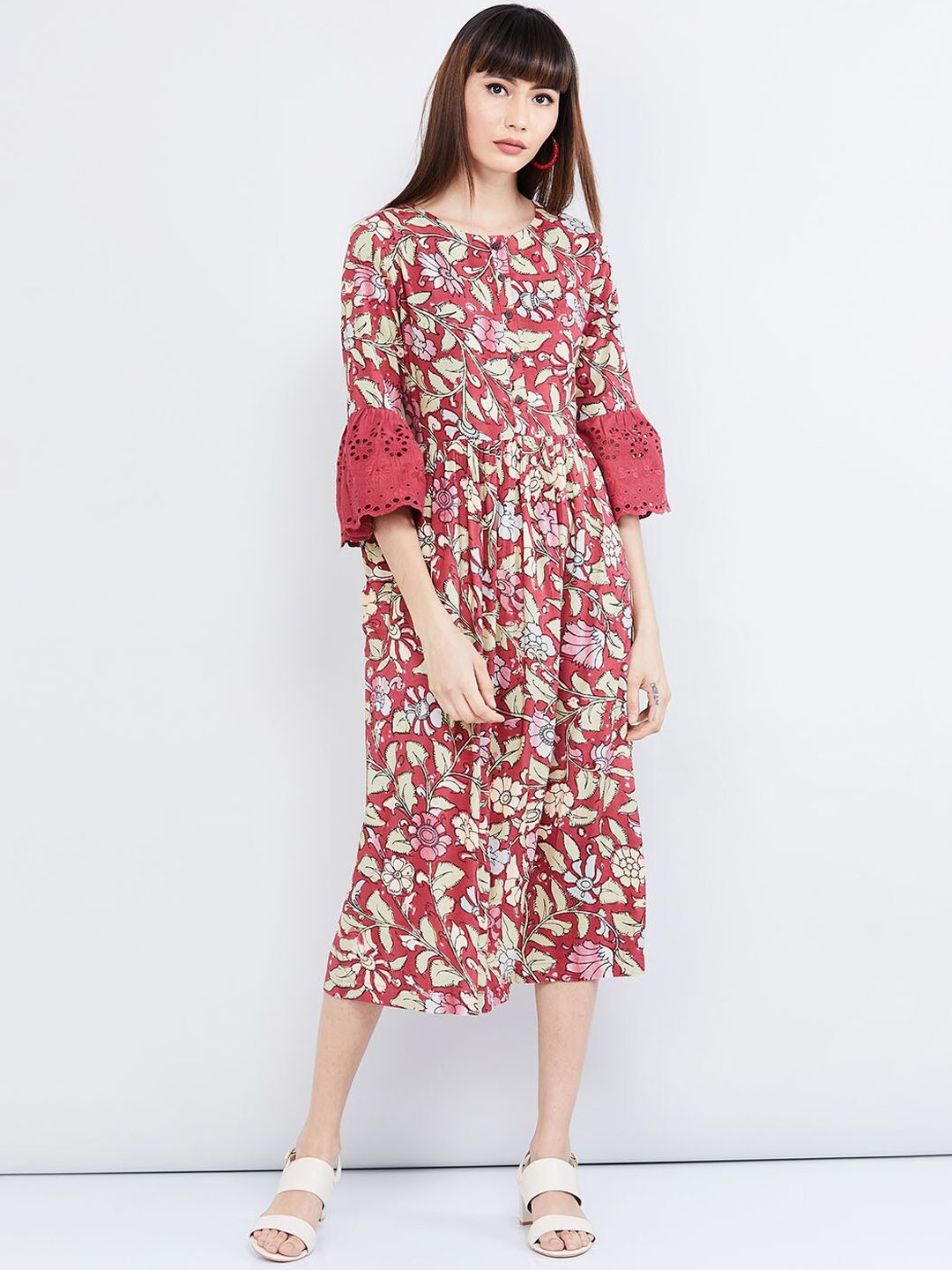 max Women Red Printed A-Line Dress