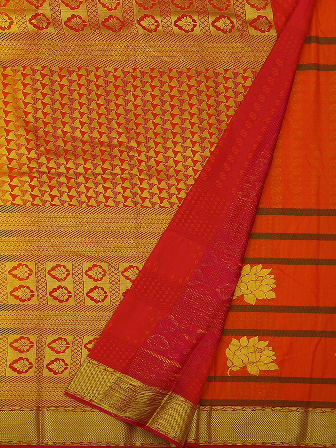 Pothys Orange & Red Art Silk Woven Design Saree