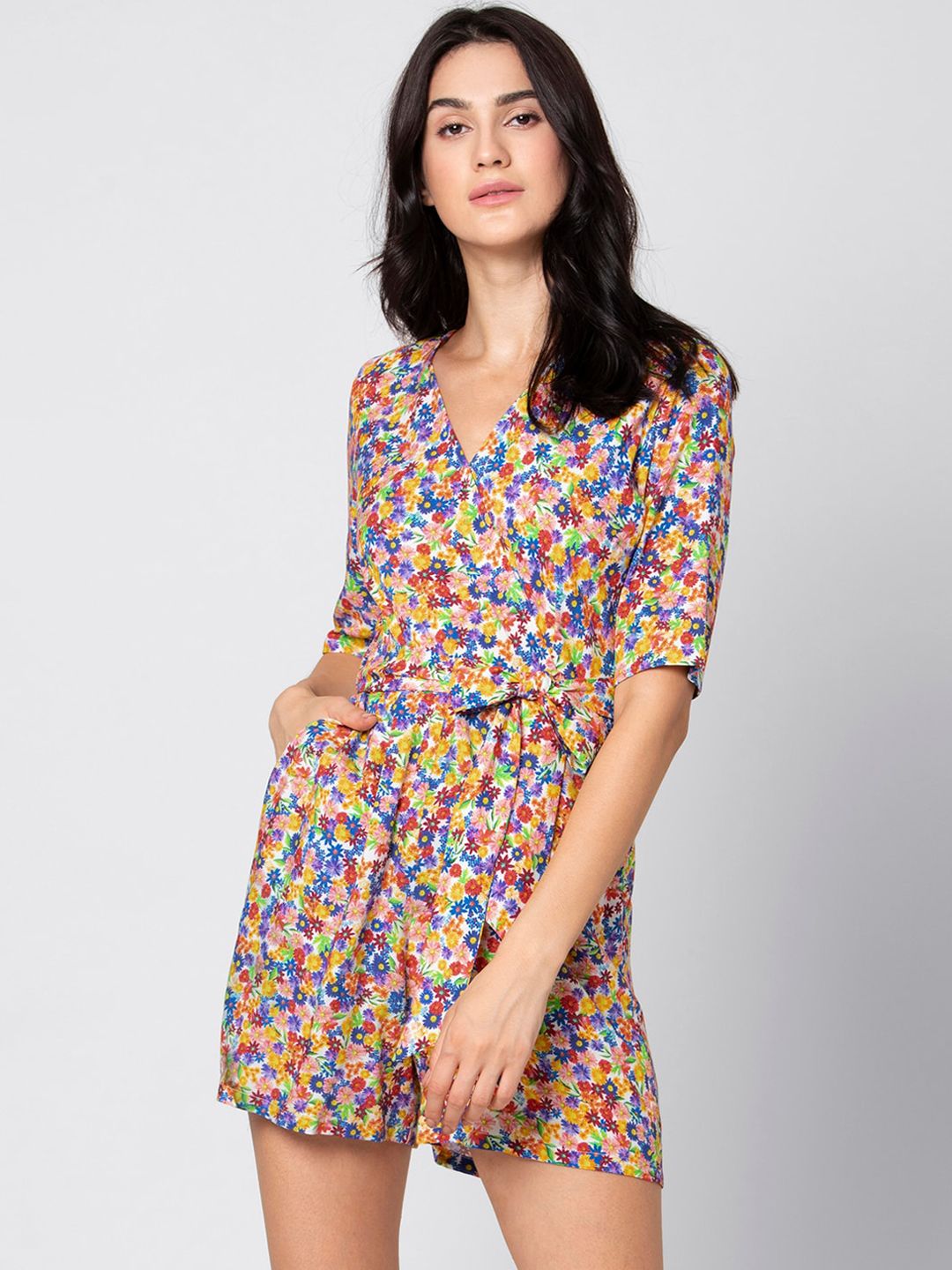 FabAlley Women Multicoloured Printed Playsuit Price in India