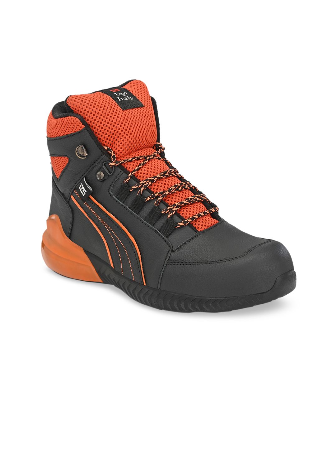 Eego Italy Men Orange Leather Mid-Top Trekking Shoes