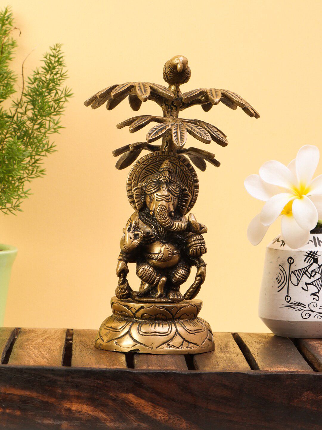 Imli Street Gold-Toned Brass Tree Ganesha Idol Price in India
