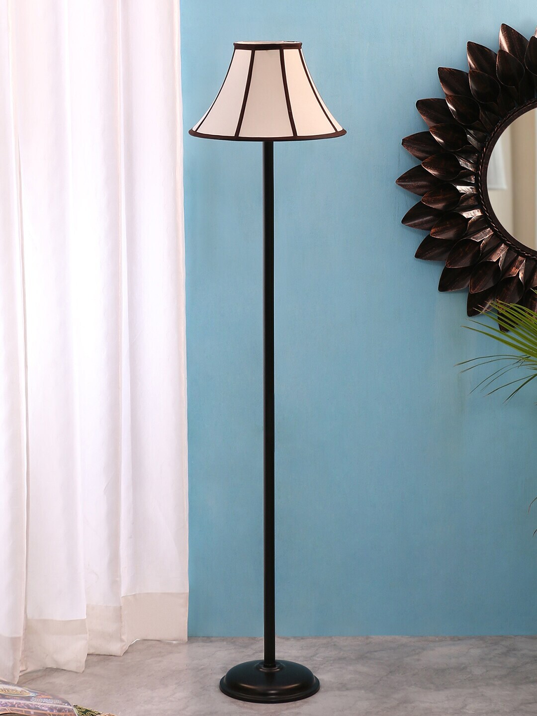 Devansh Off-White & Black Solid Traditional Club Lamp Price in India