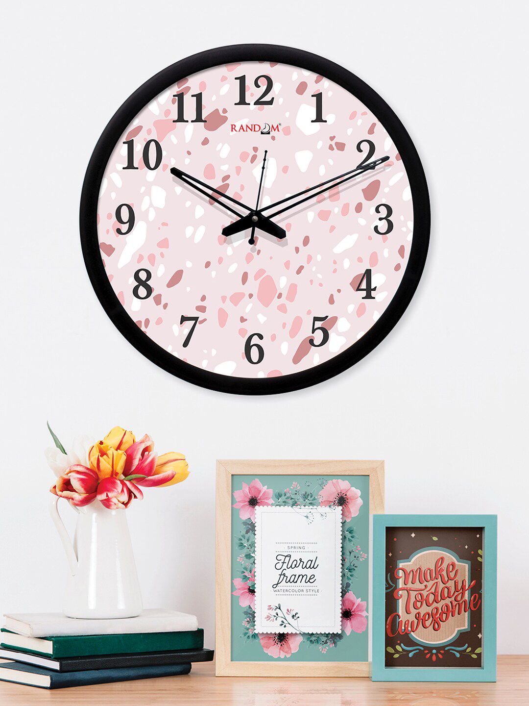 RANDOM Pink Round Printed 30.5 cm Analogue Wall Clock Price in India