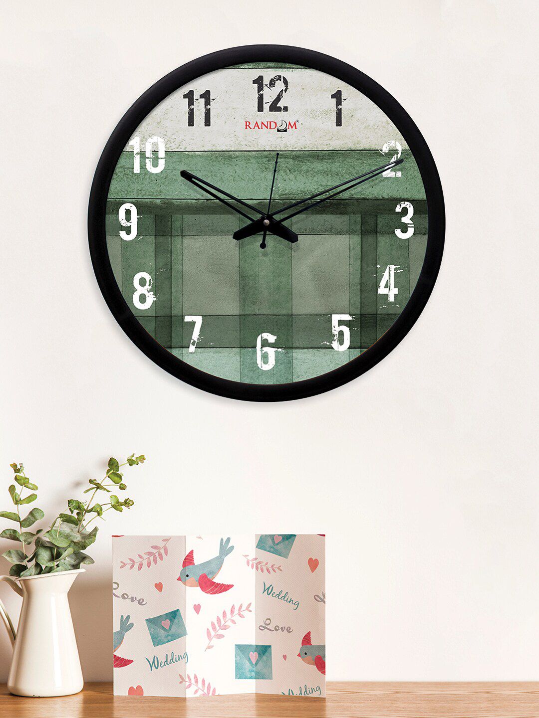 RANDOM Green Round Printed 30.5 cm Analogue Wall Clock Price in India