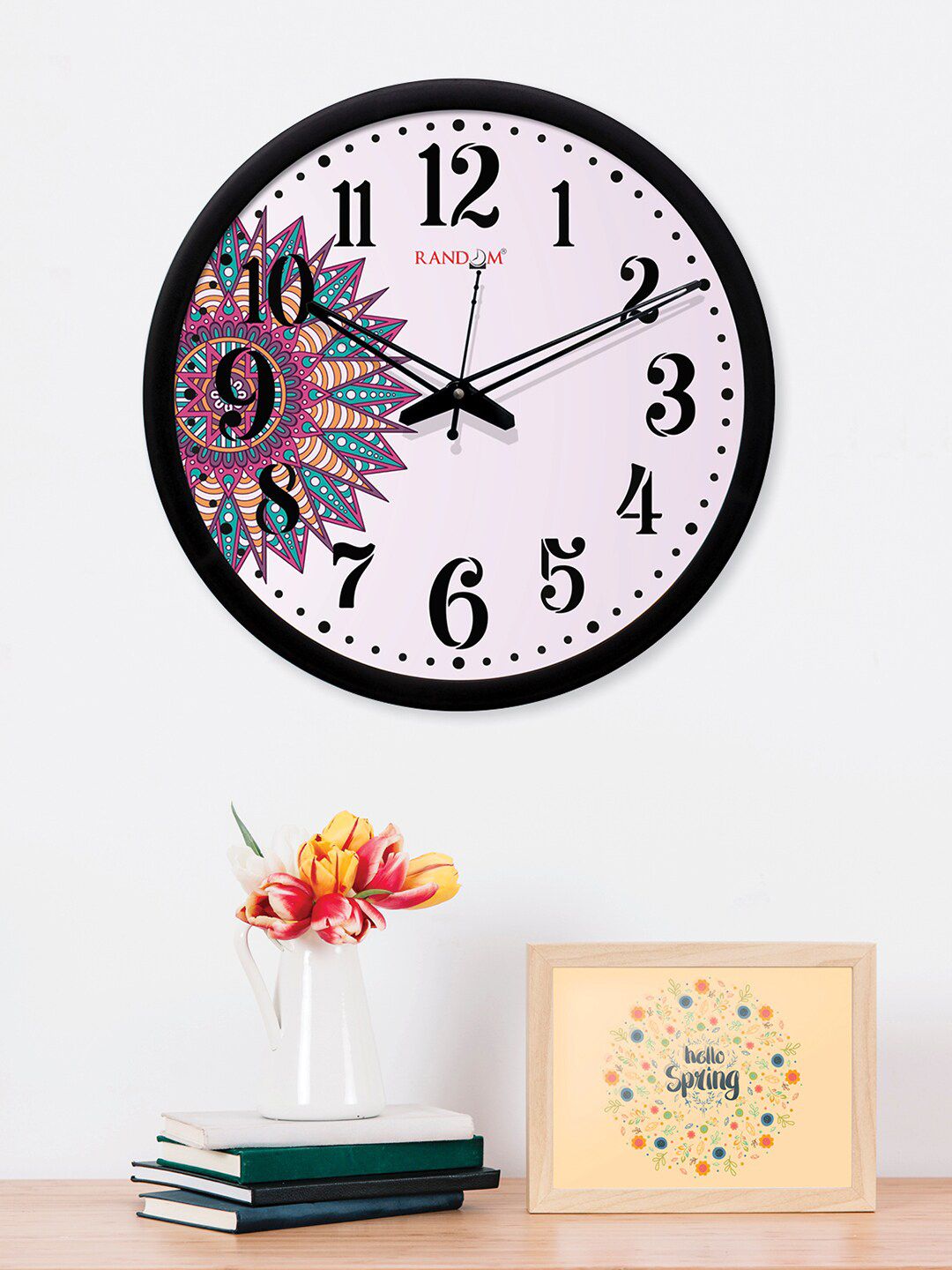 RANDOM Pink Round Printed Analogue Wall Clock (30.48 cm x 30.48 cm) Price in India