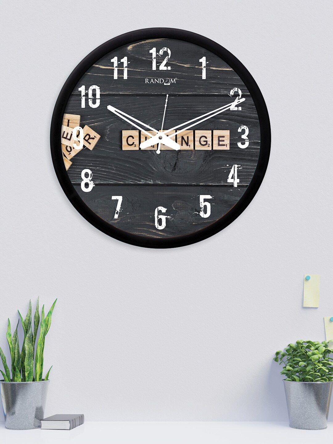 RANDOM Black Round Printed Analogue Wall Clock (30.48 cm x 30.48 cm) Price in India