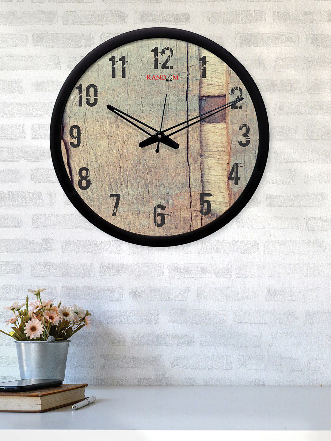 RANDOM Beige Round Printed 30.5 cm Analogue Wall Clock Price in India