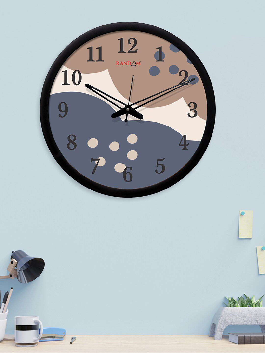 RANDOM Black & Navy Blue Round Printed Analogue Wall Clock Price in India