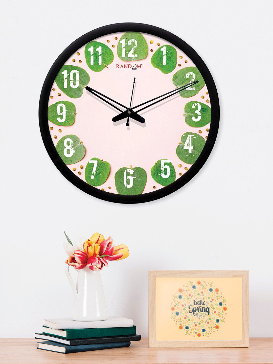 RANDOM Pink & Green Round Printed 30.5 cm Analogue Wall Clock Price in India