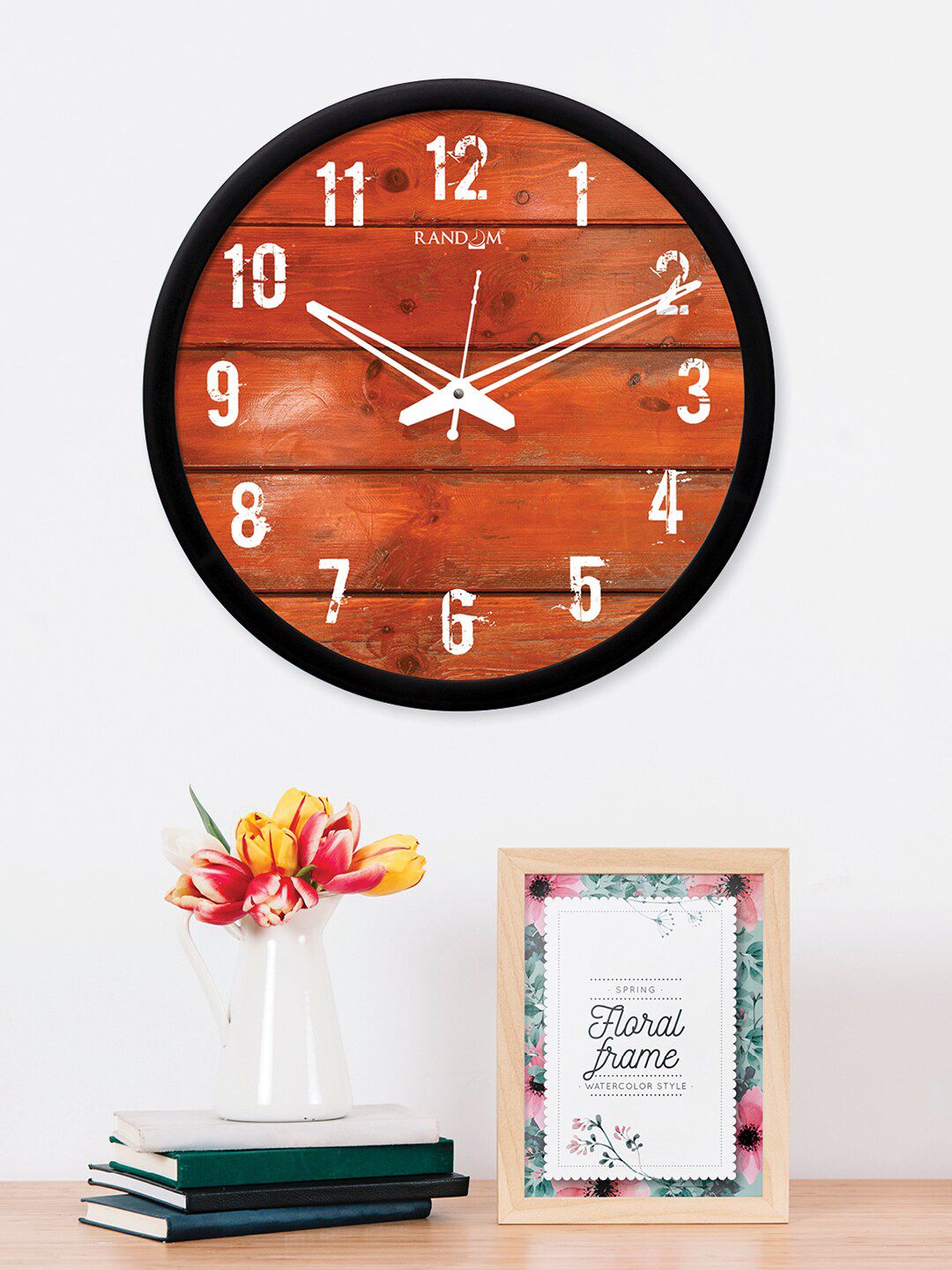 RANDOM Rust Brown Round Printed 30.5 cm Analogue Wall Clock Price in India