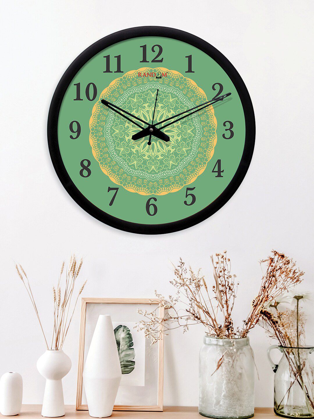 RANDOM Green Round Printed 30.5 cm Analogue Wall Clock Price in India