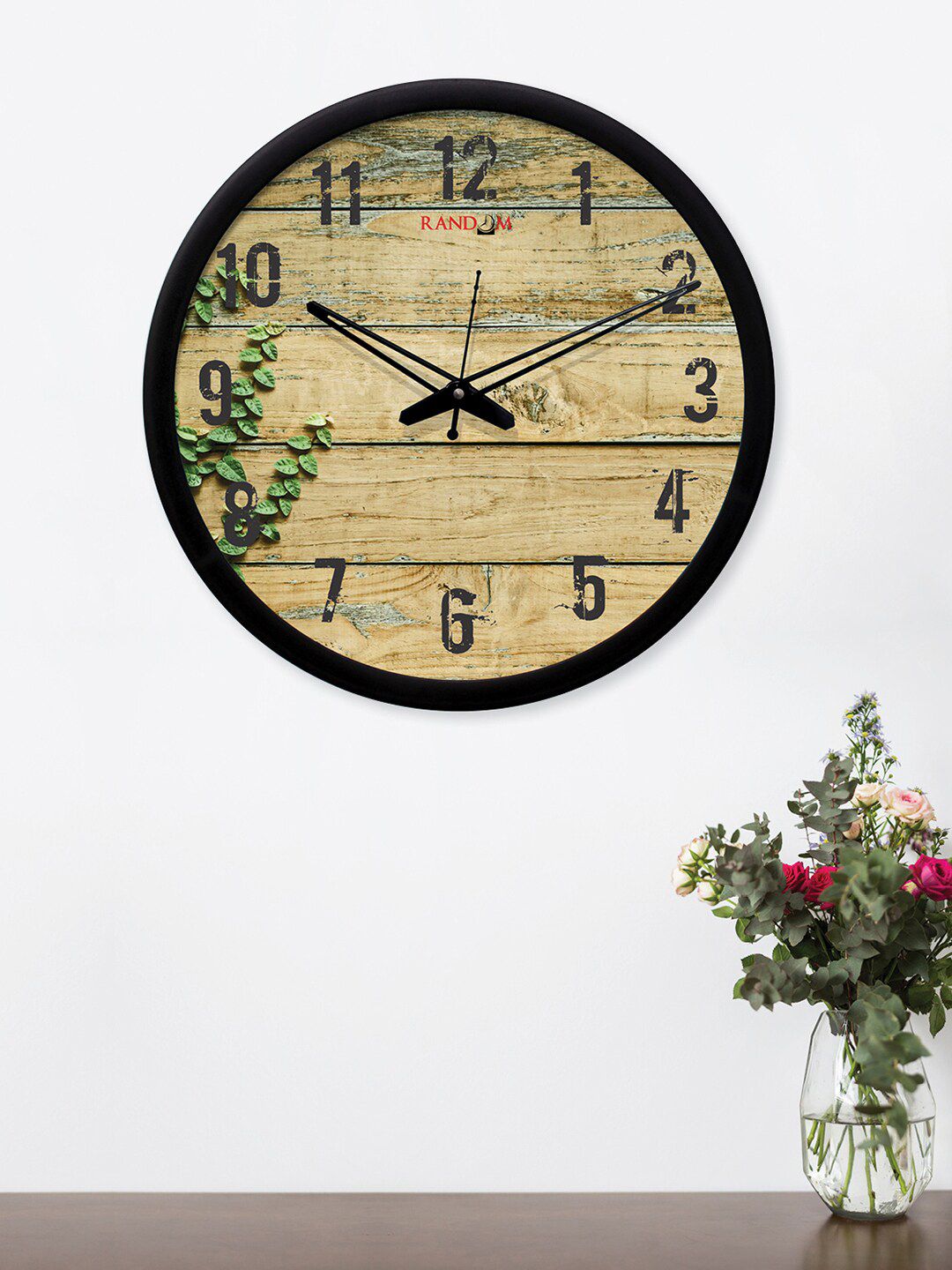 RANDOM Beige Round Printed 30.5 cm Analogue Wall Clock Price in India