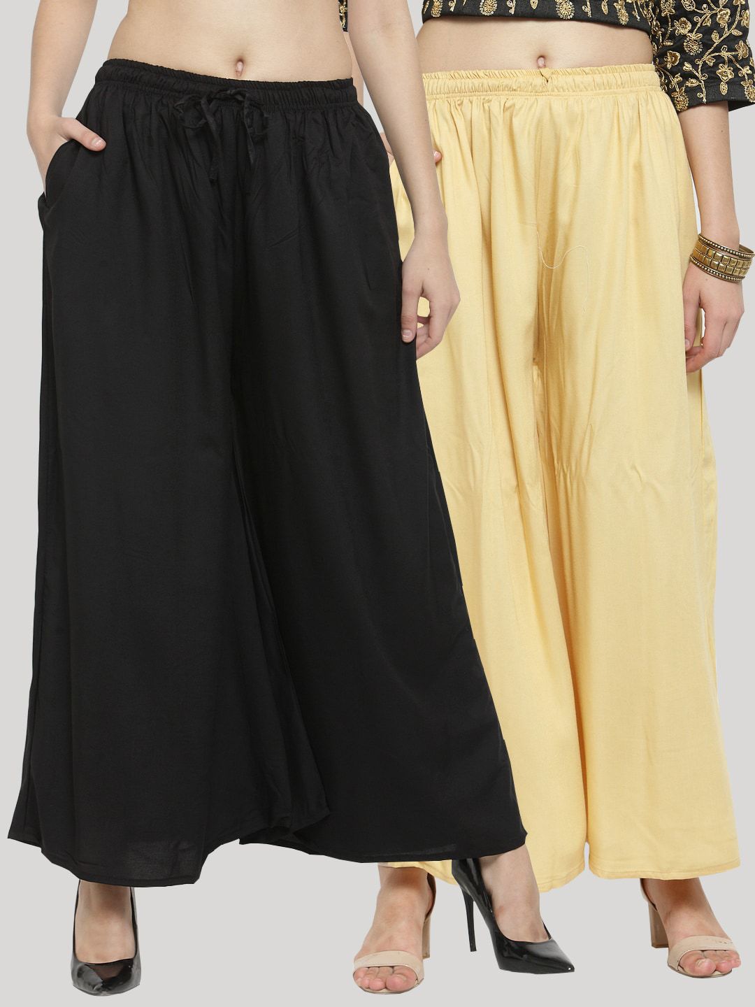 Clora Creation Women Pack Of 2 Solid Wide Leg Palazzos Price in India