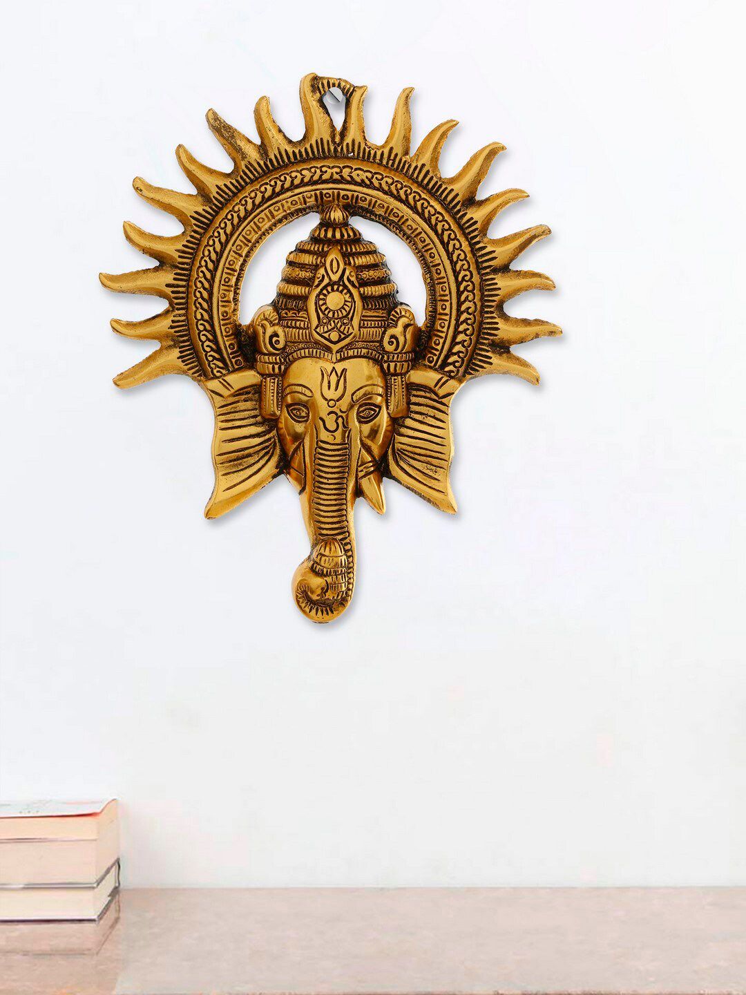 eCraftIndia Gold-Toned Lord Ganesha With Sun Wall Hanging Price in India