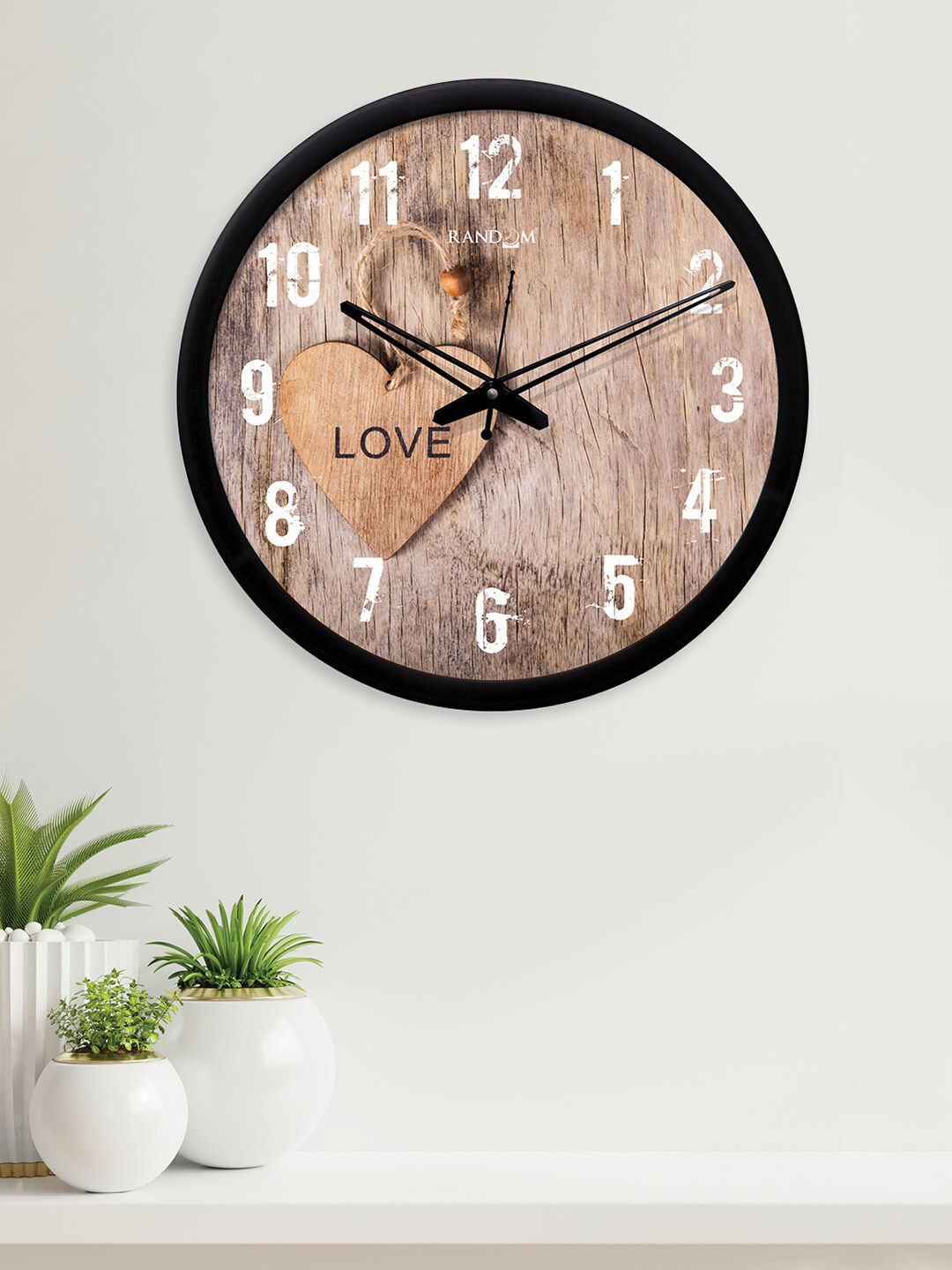 RANDOM Beige Round Printed Analogue Wall Clock (30.48 cm x 30.48 cm) Price in India