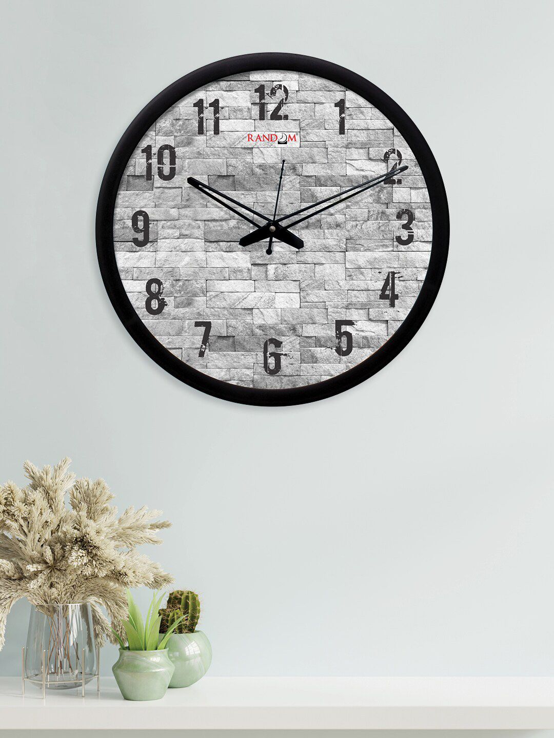 RANDOM Black & Grey Round Printed Analogue Wall Clock Price in India