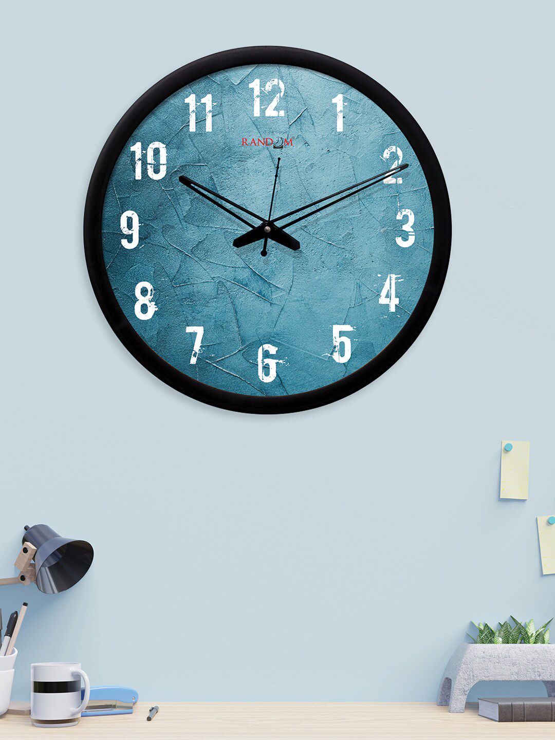 RANDOM Blue Round Printed 30.5 cm Analogue Wall Clock Price in India