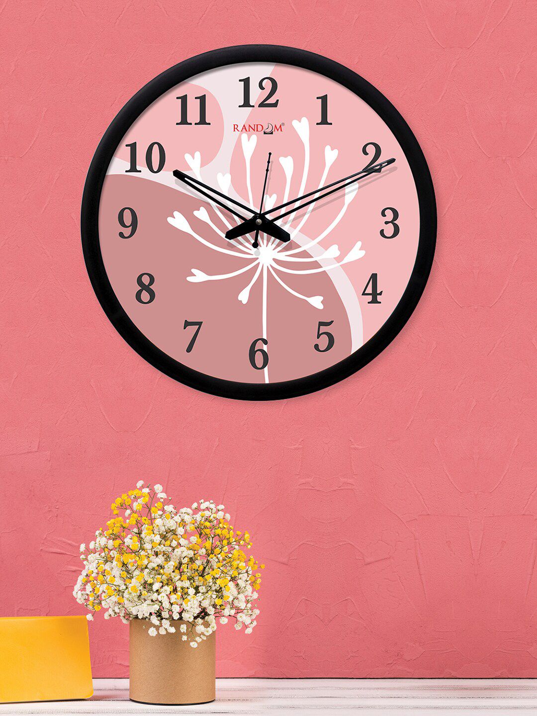 RANDOM Pink Round Printed 30.5 cm Analogue Wall Clock Price in India