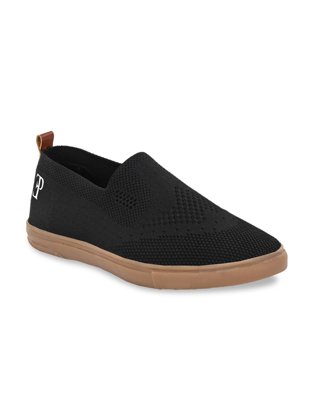 El Paso Men Black Textured Slip-On Sneakers