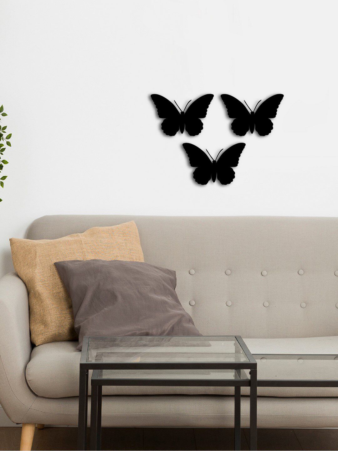 eCraftIndia Set of 3 Butterflies Ready to Hang Wood Wall Art Cutout Price in India