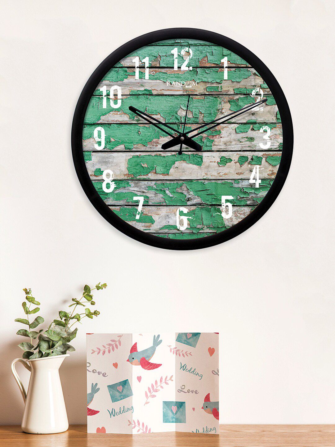 RANDOM Green & Beige Round Printed Analogue Wall Clock (30.48 cm x 30.48 cm) Price in India