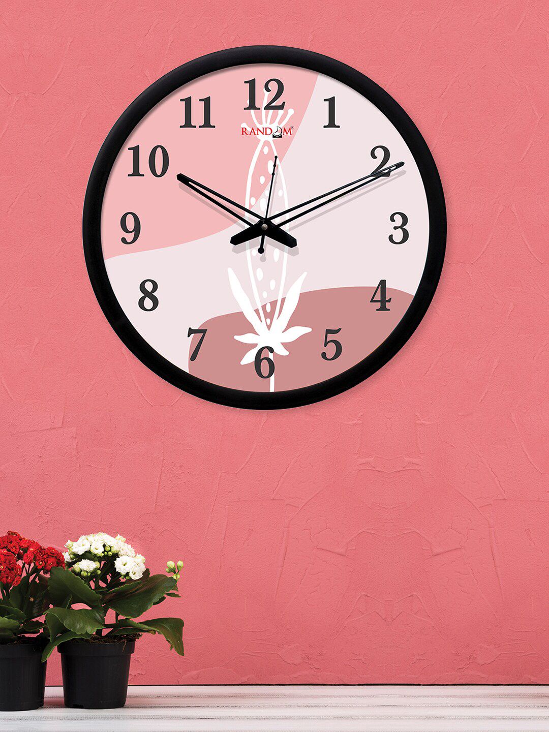 RANDOM Pink & Off-White Round Printed Analogue Wall Clock (30.48 cm x 30.48 cm) Price in India