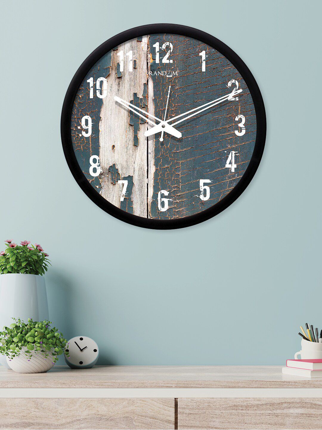 RANDOM Grey & Off-White Round Printed Analogue Wall Clock (30.48 cm x 30.48 cm) Price in India