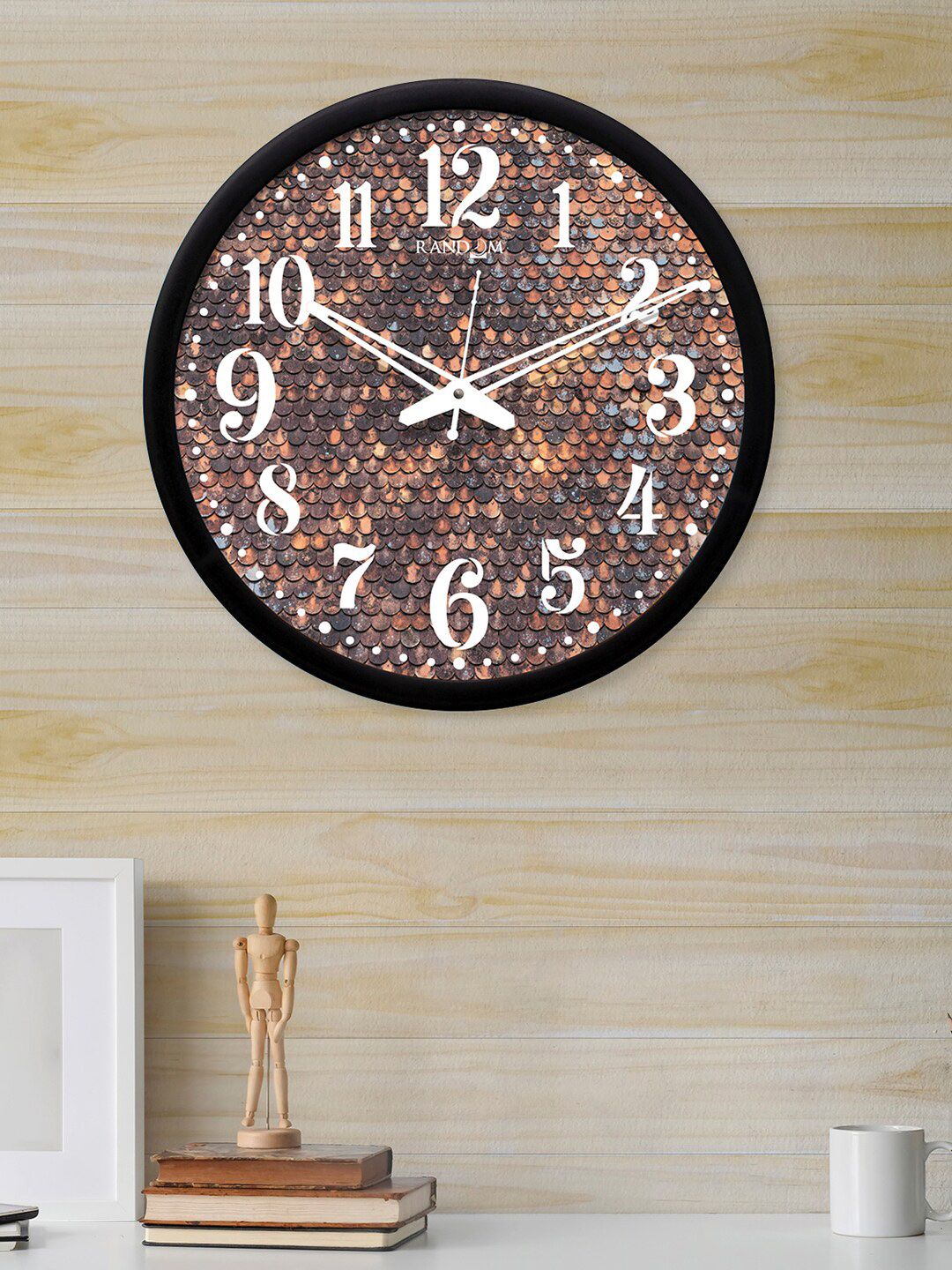 RANDOM Brown Round Printed 30cm Analogue Wall Clock Price in India