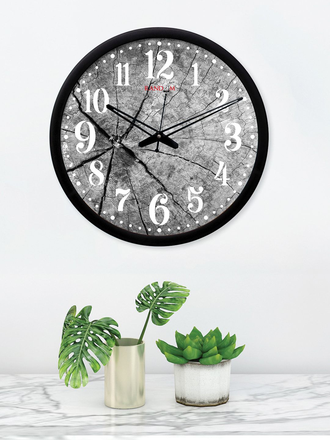 RANDOM Grey Round Printed 30.5 cm Analogue Wall Clock Price in India