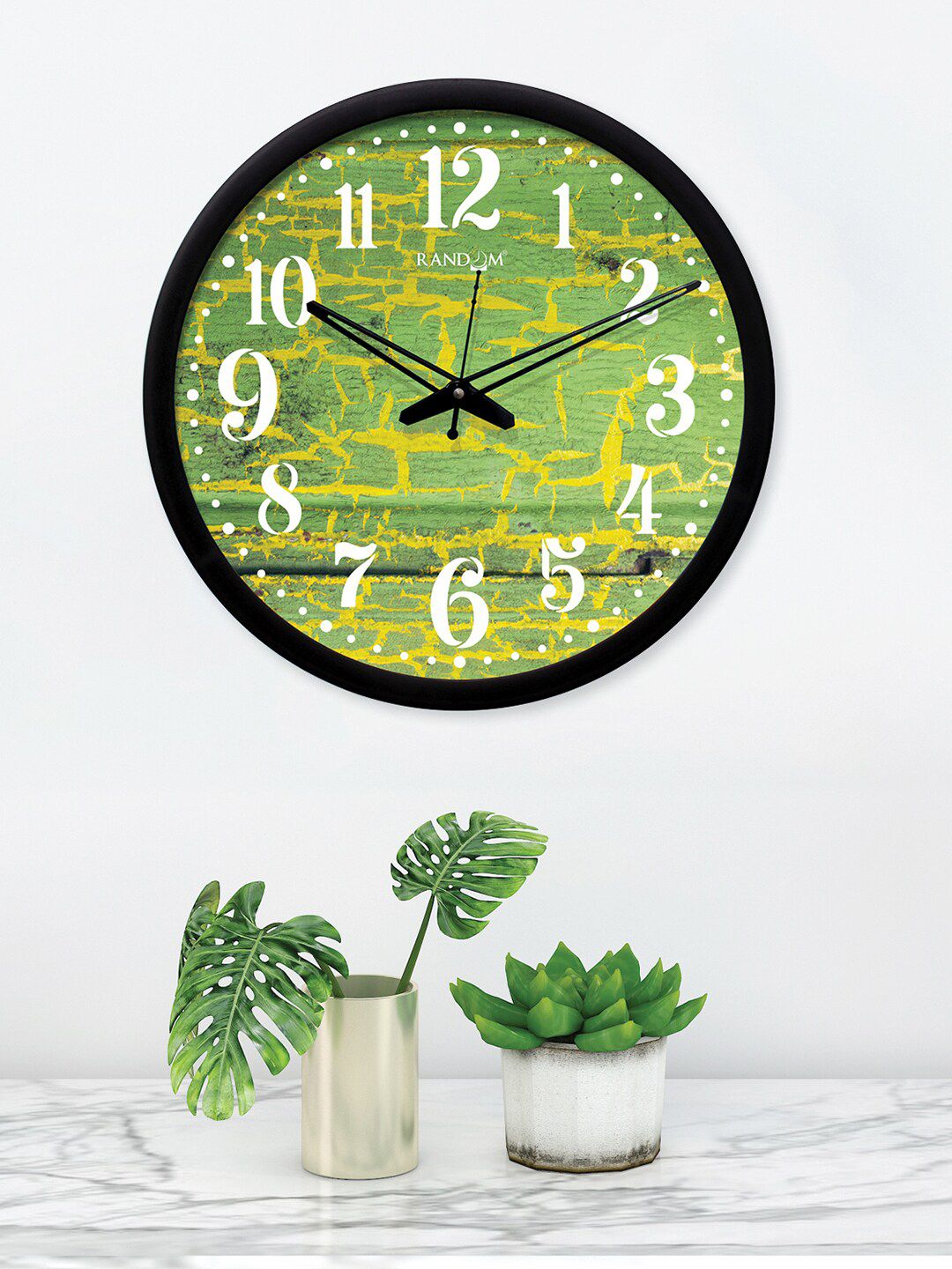 RANDOM Green Round Printed 30.5 cm Analogue Wall Clock Price in India