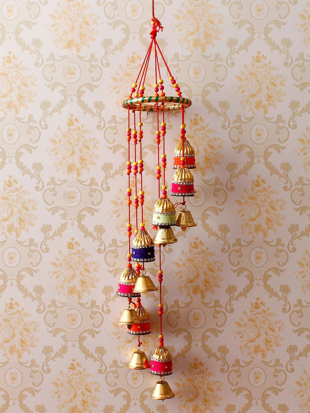 eCraftIndia Multicoloured Handcrafted Decorative Spiral Wall Hanging Bells Price in India