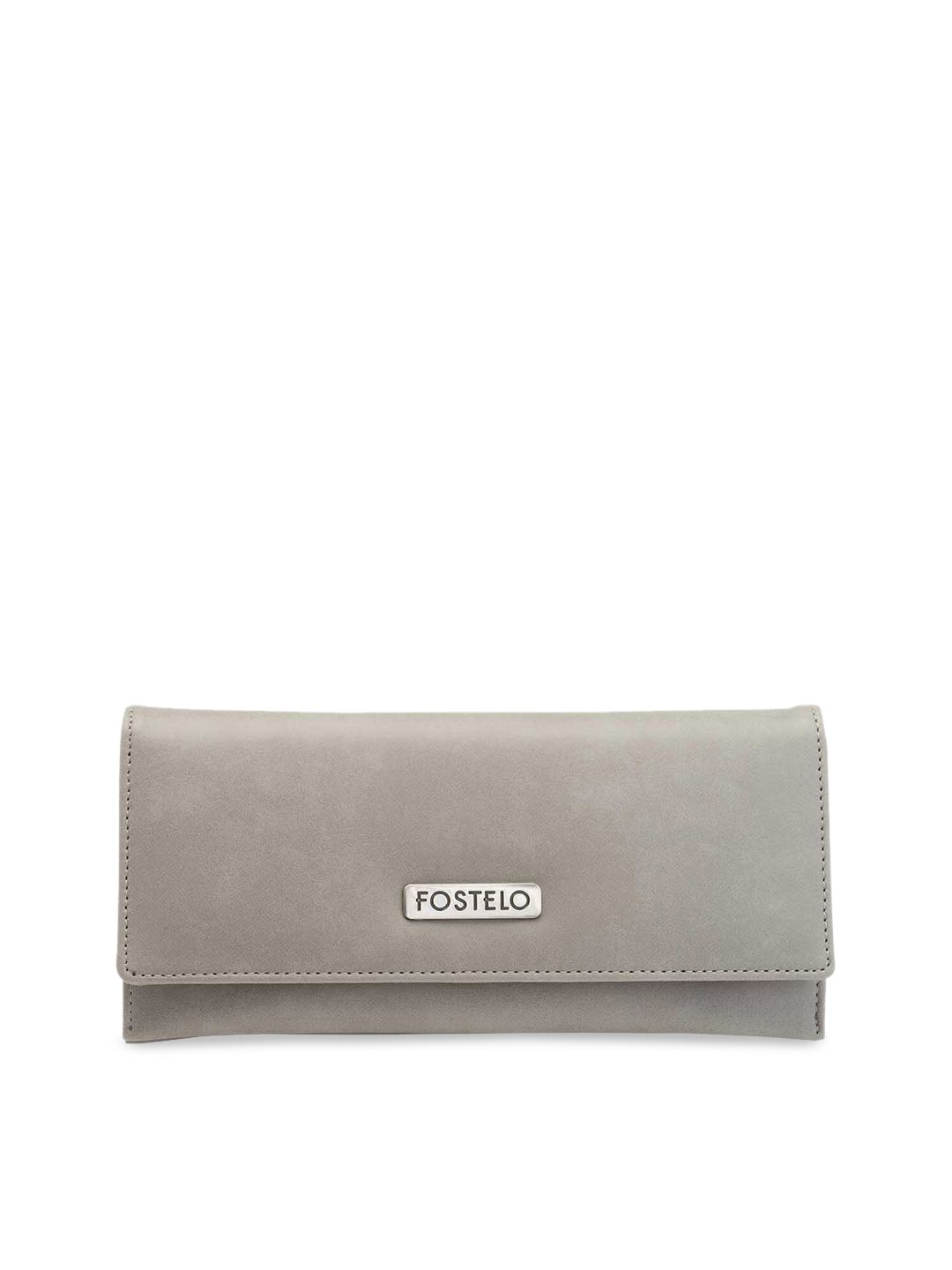 Fostelo Women Grey Solid Two Fold Wallet Price in India