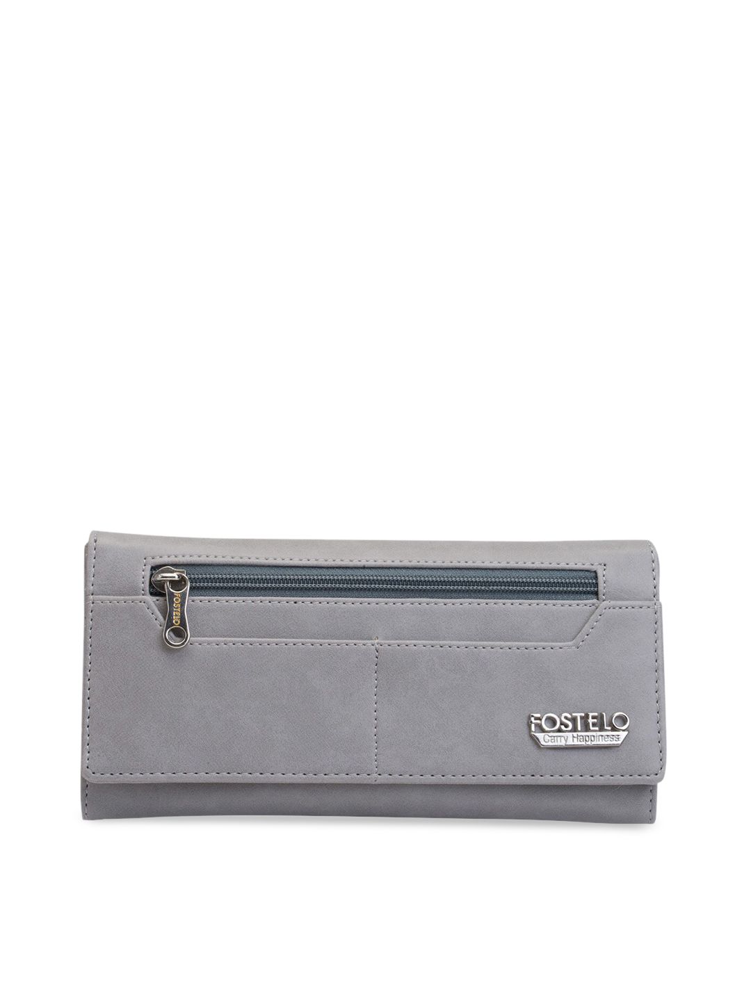 Fostelo Women Grey Solid Two Fold Wallet Price in India