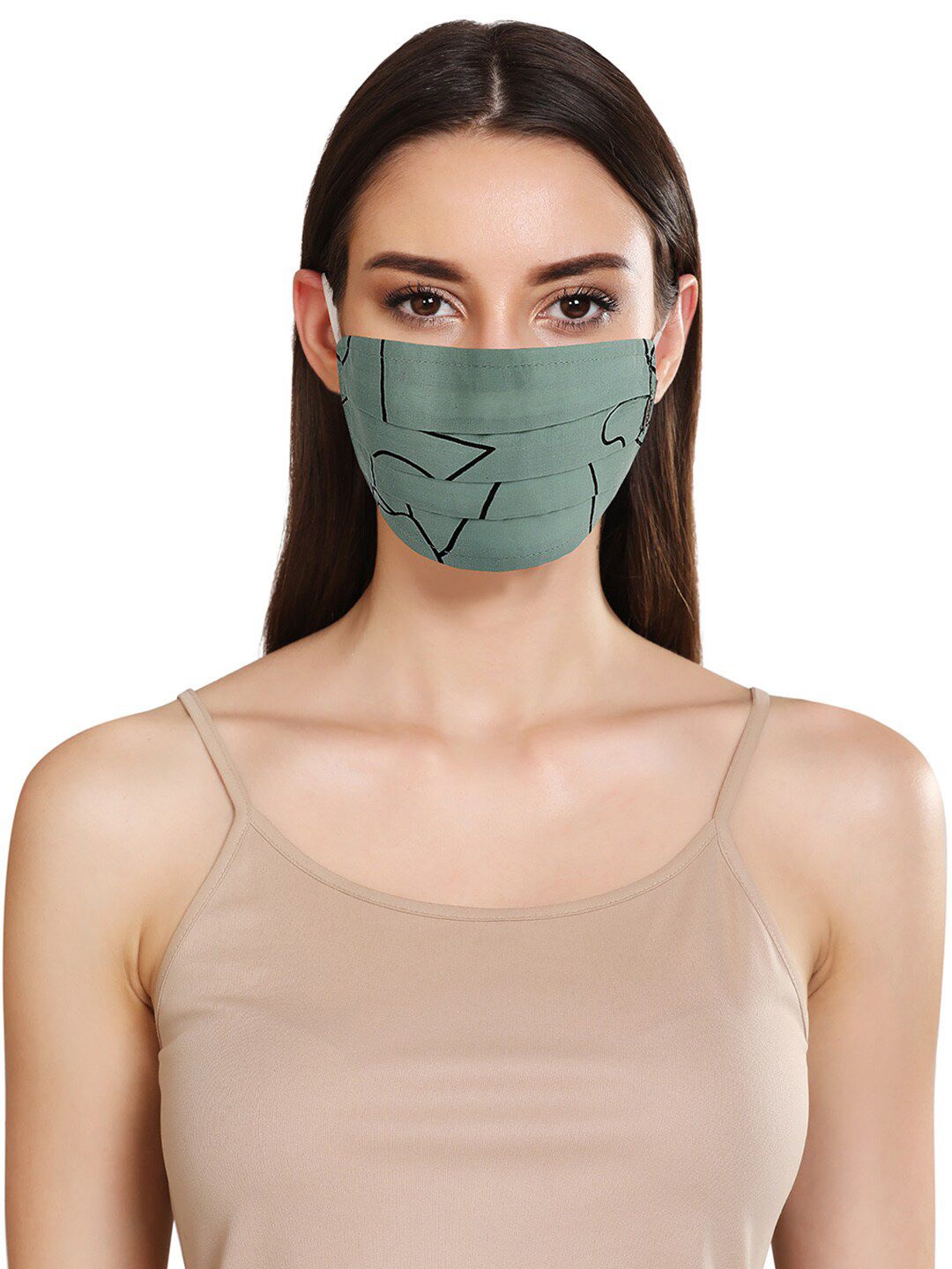 Kazo Unisex Green Printed 3-Ply Reusable Outdoor Masks Price in India