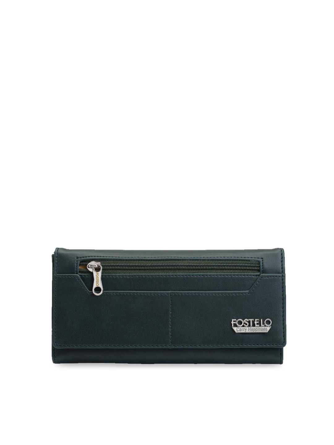 Fostelo Women Green Solid Two Fold Wallet Price in India
