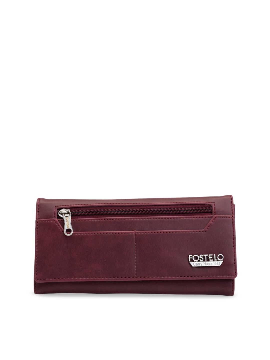 Fostelo Women Maroon Solid Two Fold Wallet Price in India