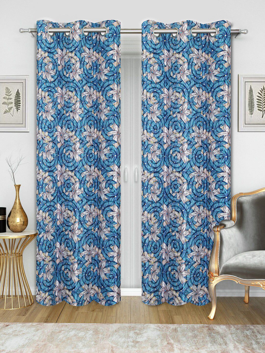 Good Homes by Home Candy Set of 2 Blue Long Door Curtains