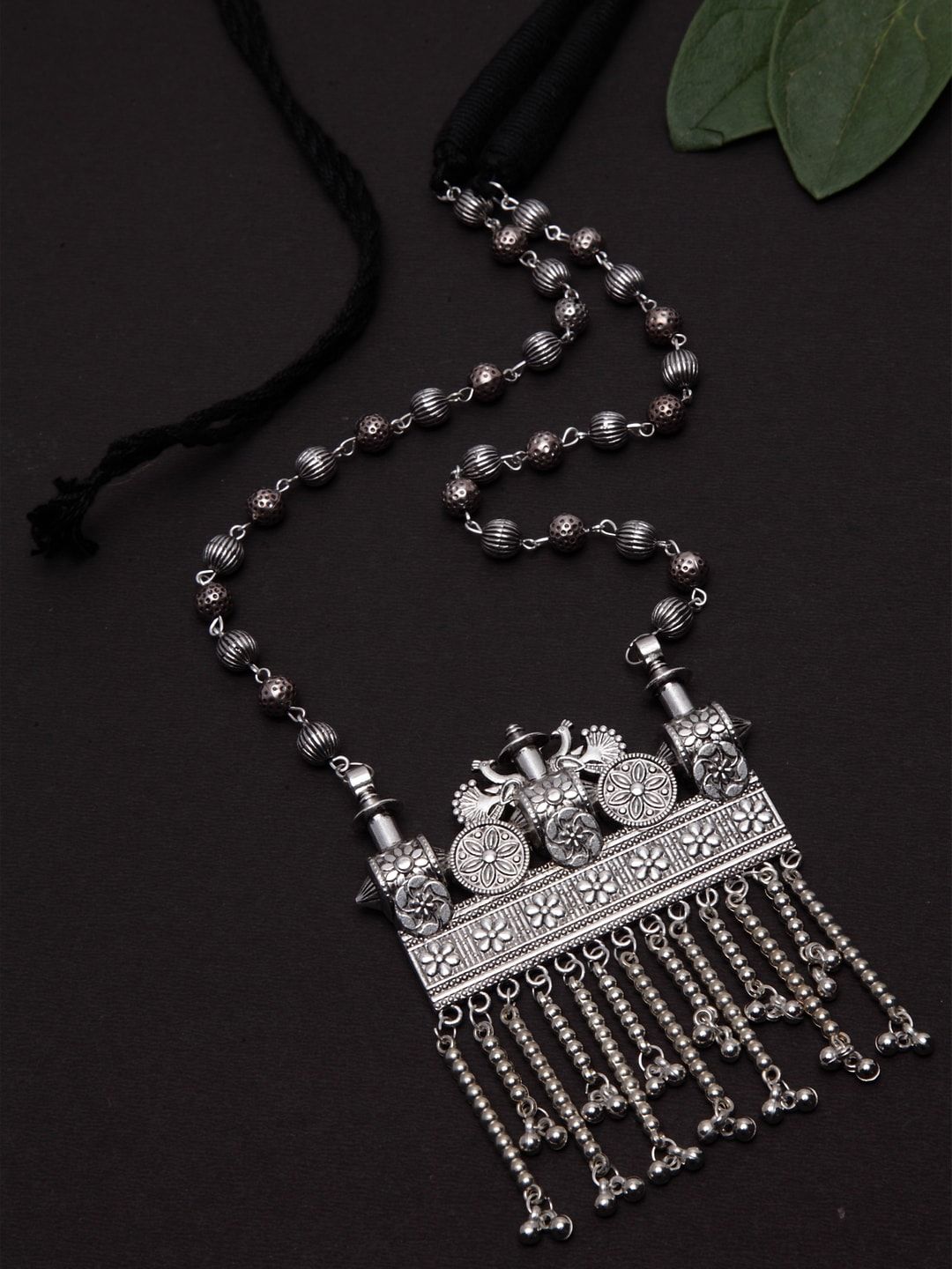 PANASH  Silver-Plated German Silver Oxidised Handcrafted Necklace Price in India