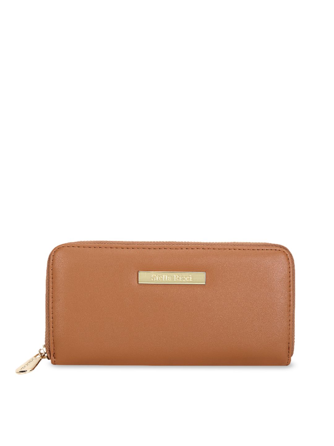 Stella Ricci Women Tan Brown Solid Zip Around Wallet Price in India