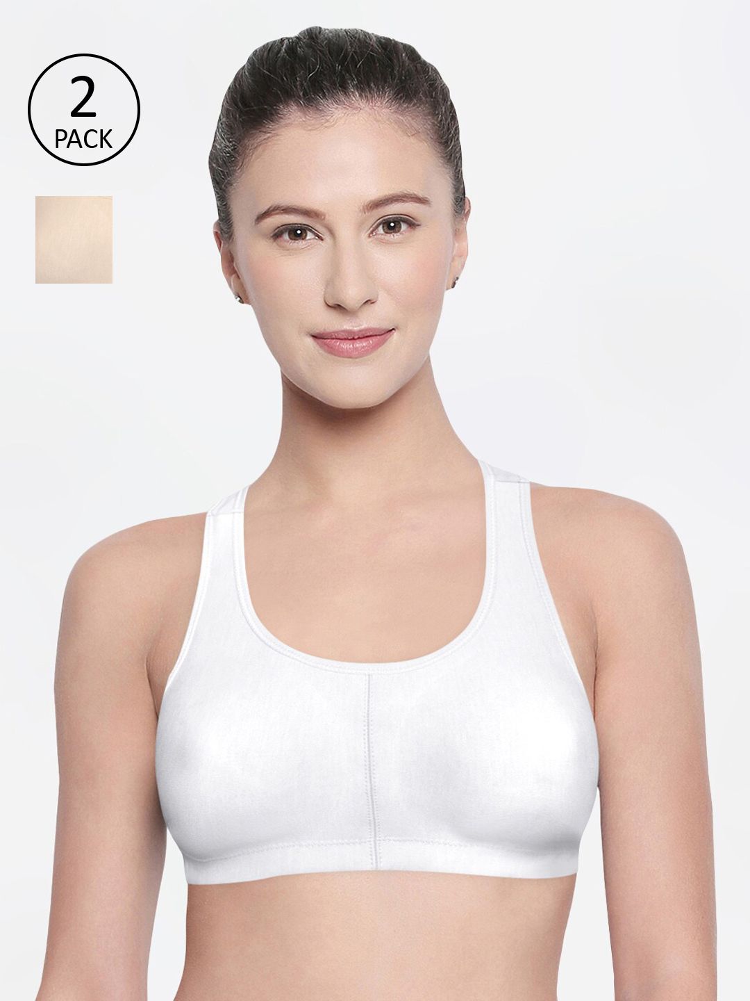 Bodycare Pack Of 2 Solid Non-Wired Non Padded Sports Bras 1612SW-2PCS Price in India