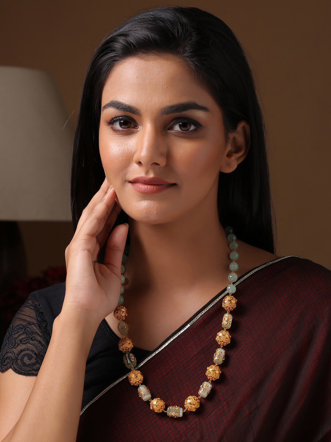 Shoshaa Gold-Plated and Orange Brass Chain Price in India