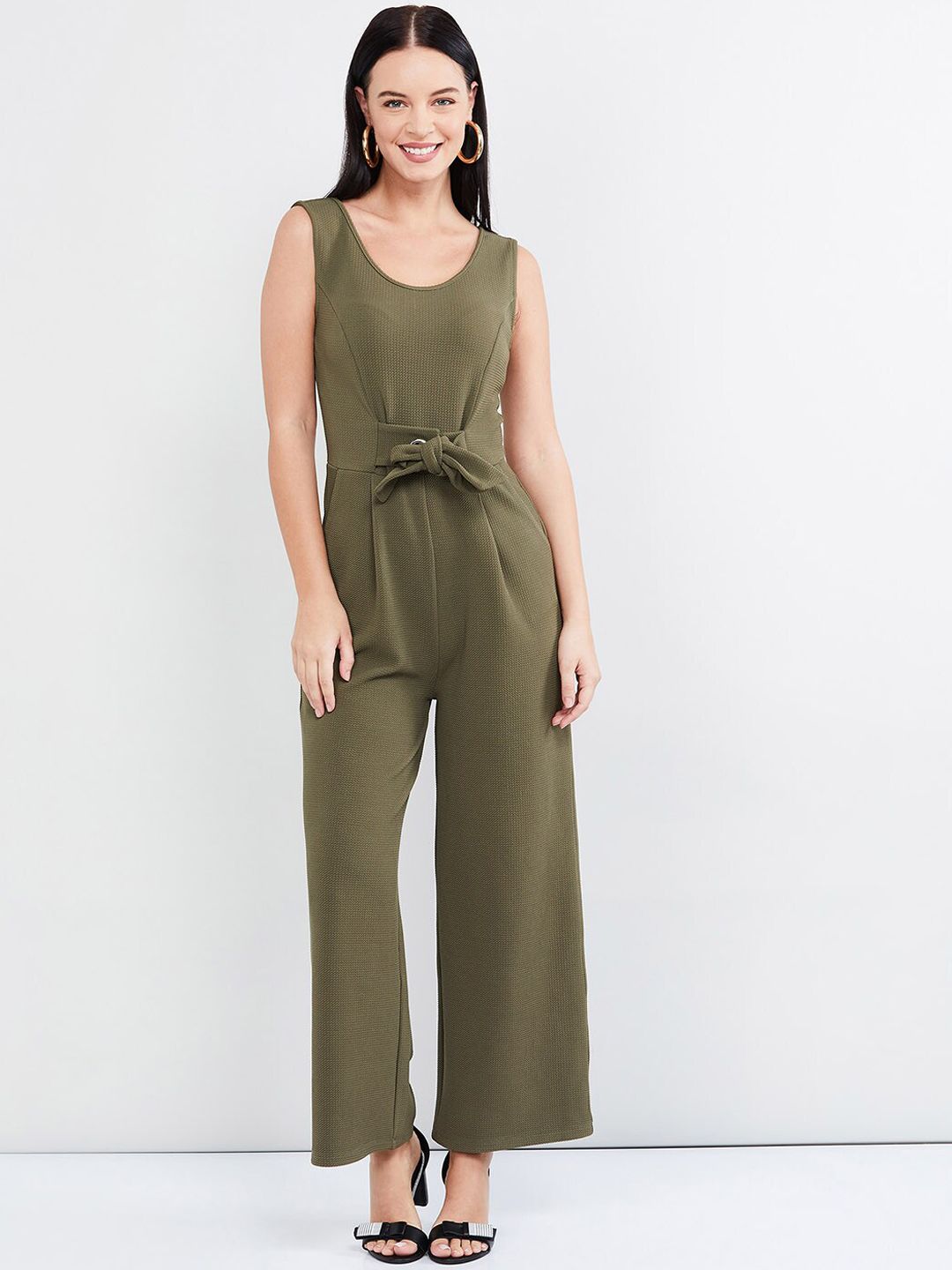 max Women Green Solid Basic Jumpsuit