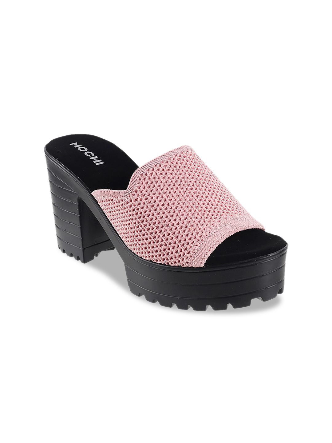 Mochi Women Pink Solid Mules Price in India