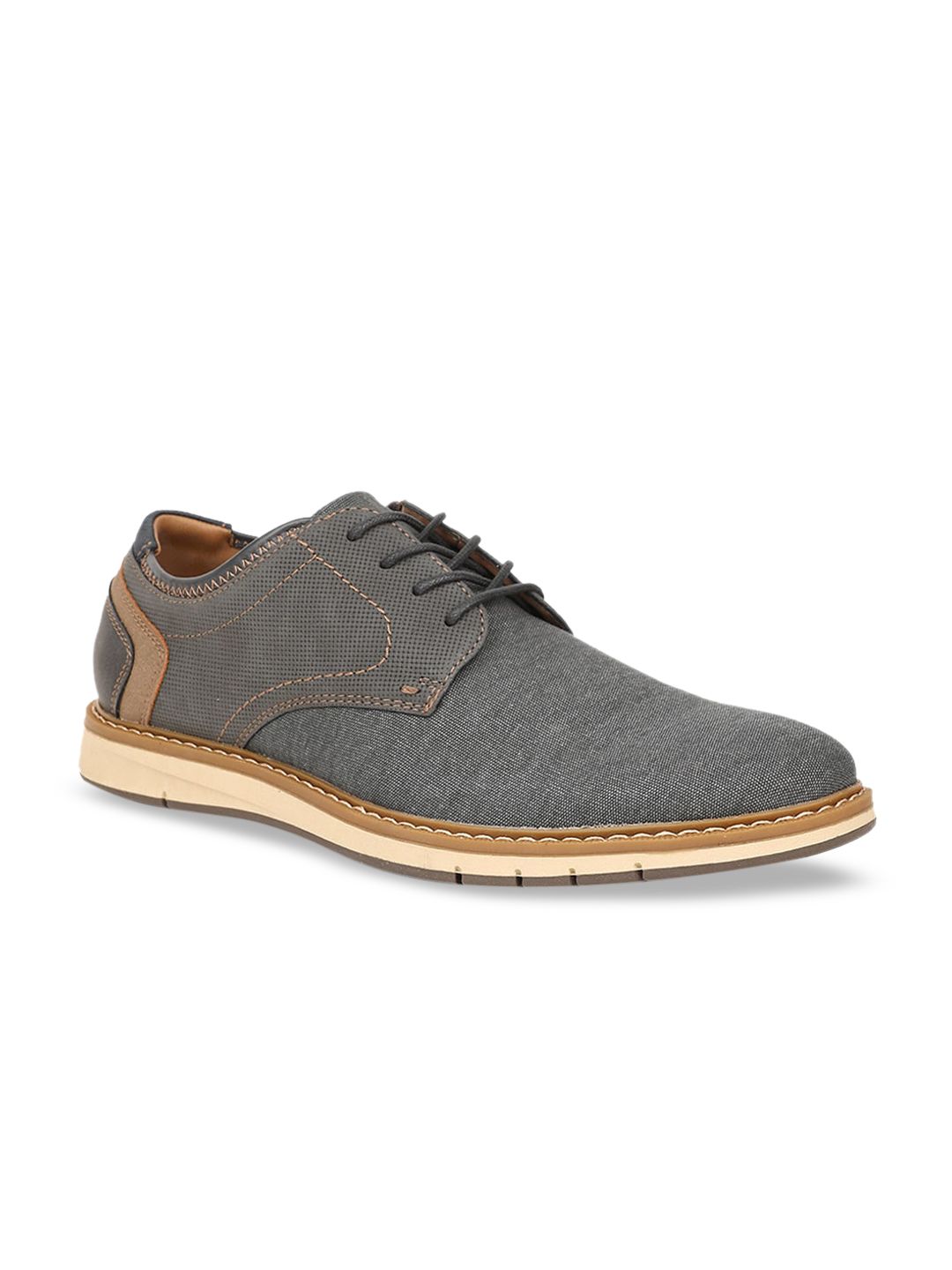 Bata Men Grey SOlid Derbys