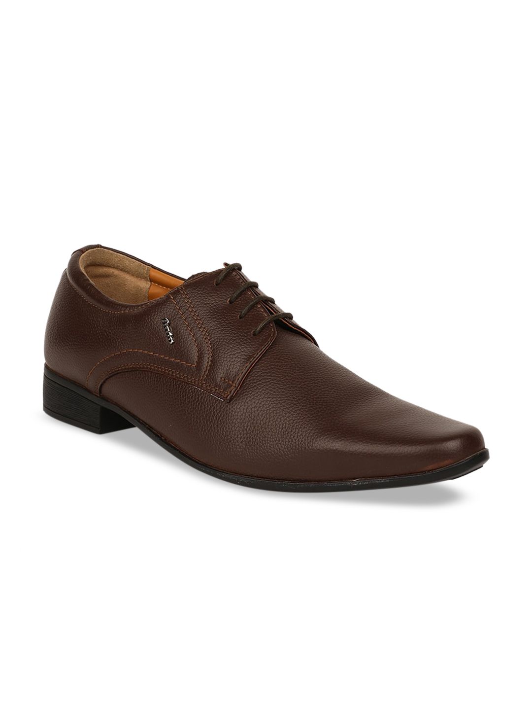 Bata Men Brown Solid Leather Formal Derbys