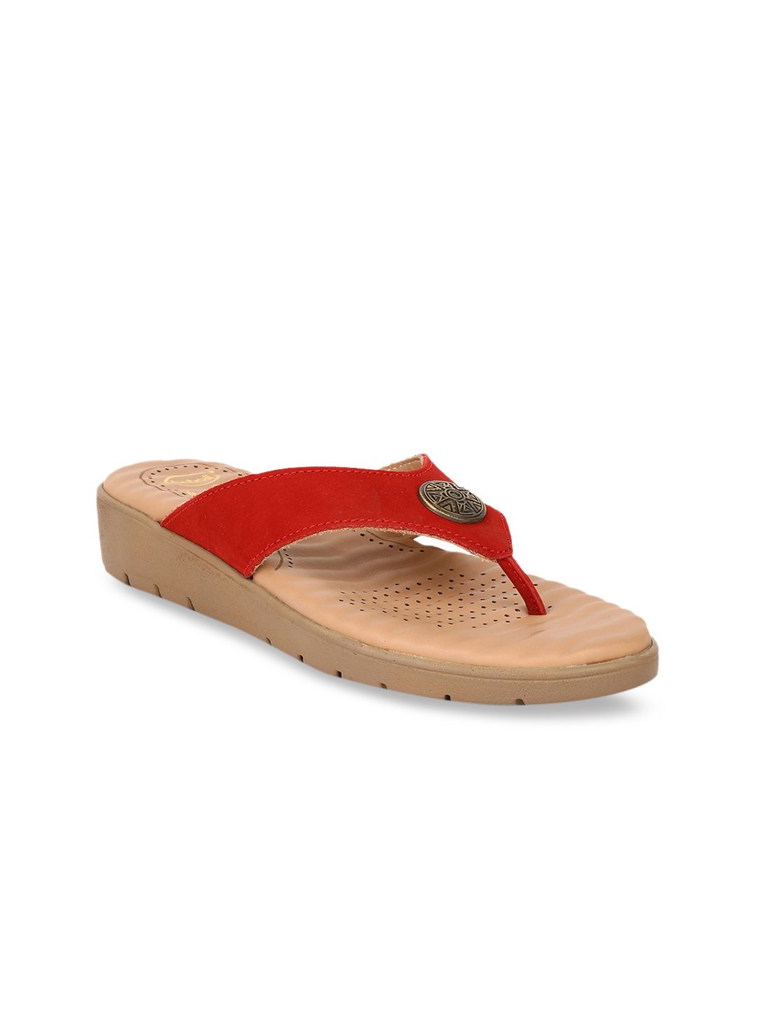 Scholl Women Red Solid Sandals Price in India