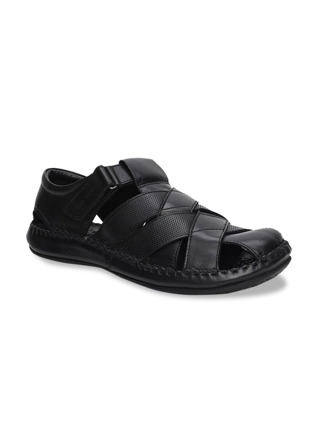 Hush Puppies Men Black Leather Fisherman Sandals